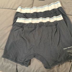 3 pairs of Mack Weldon boxer briefs. Navy blue, “for daily wear” boxers